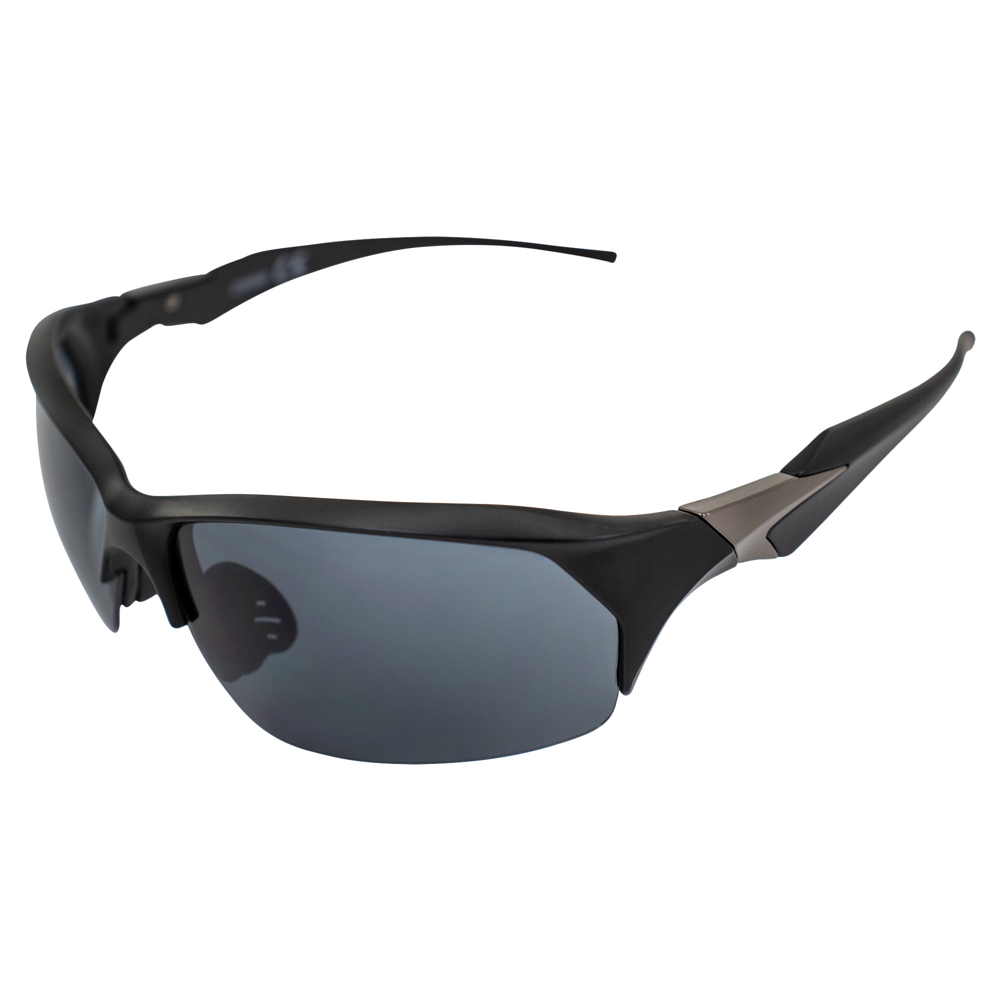 Optic Edge Wraparound Sports Sunglasses - Matte Black Semi-Rimless Frame, Blue Mirror Lens, 100% UV Protection, Motorcycle & Outdoor Use