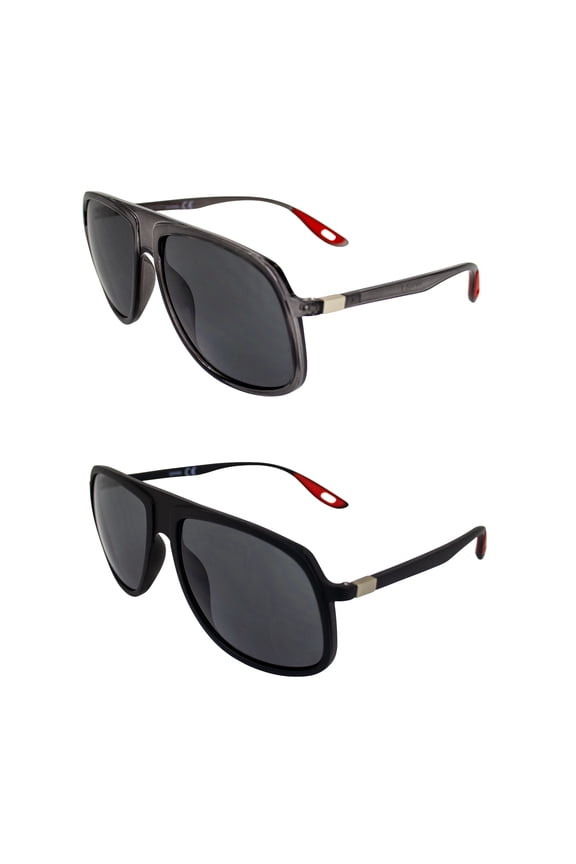 Shore Sports Fashion Retro Sunglasses for Men or Women 2 Pair Gunmetal & Black Frames w/ Silver Metal Accents & Smoke Lenses