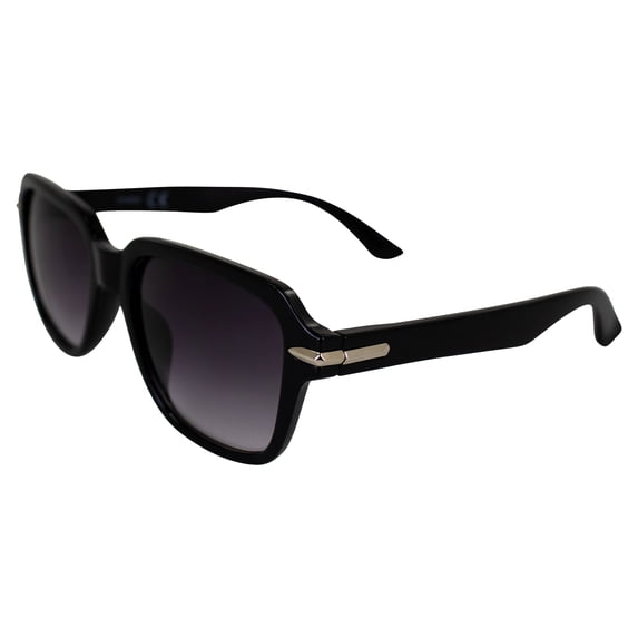 AlterImage Sunset Fashion Retro Sunglasses for Women Black Frame w/Silver Metal Accent & Gradient Smoke Lenses