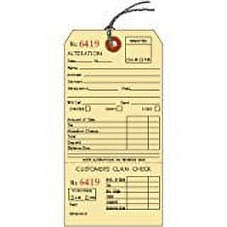 Alteration Tags with String and Claim Check, Manila, 3.125 x 6.25 inches, Consecutively Numbered - 50 TAGS
