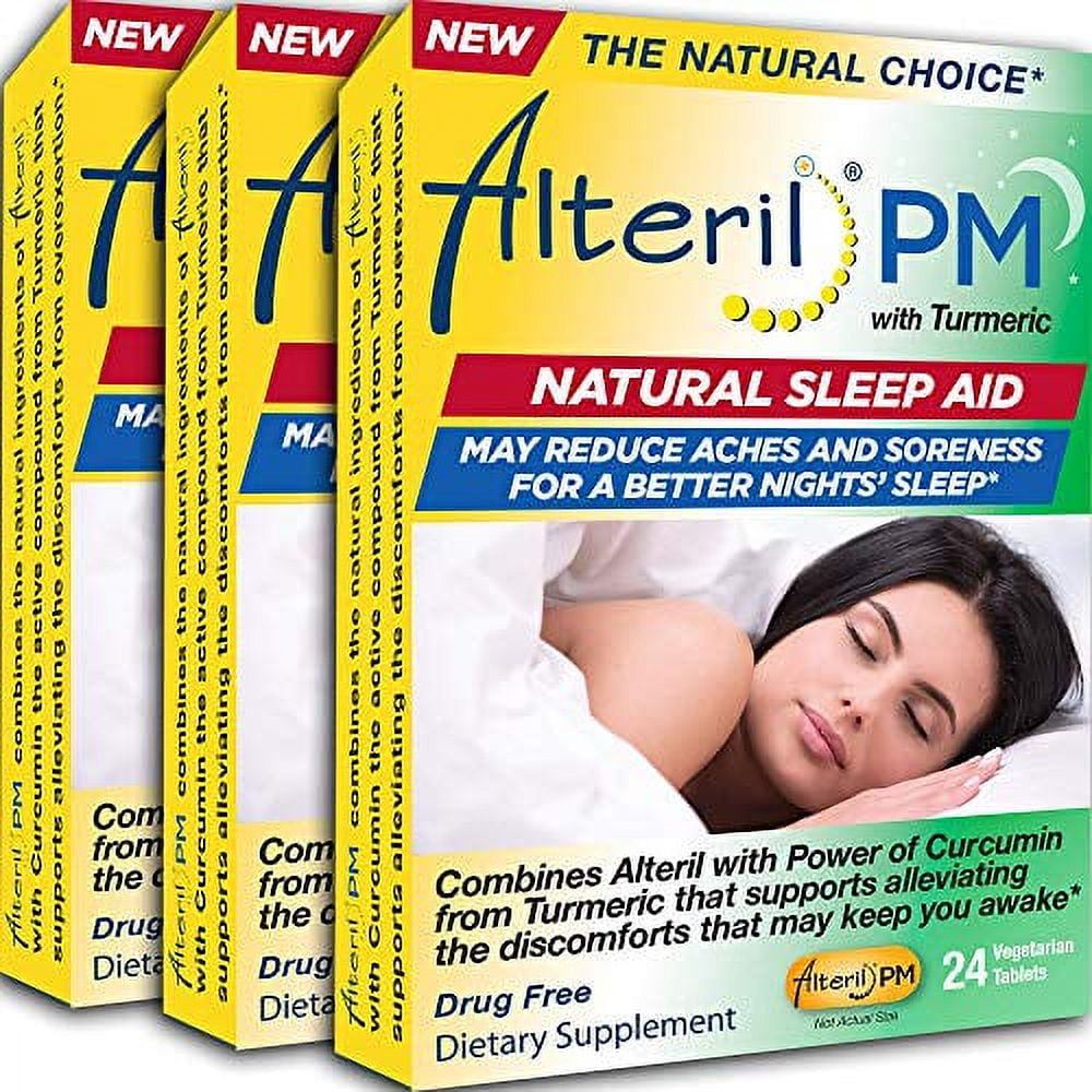 Alteril PM with Turmeric Natural Sleep Aid Tablets, 24 Count, 6 Pack