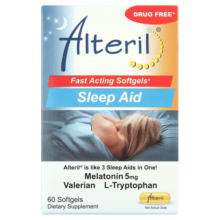 Alteril Natural Sleep Aid Softgels, 60 ct, with Melatonin, L