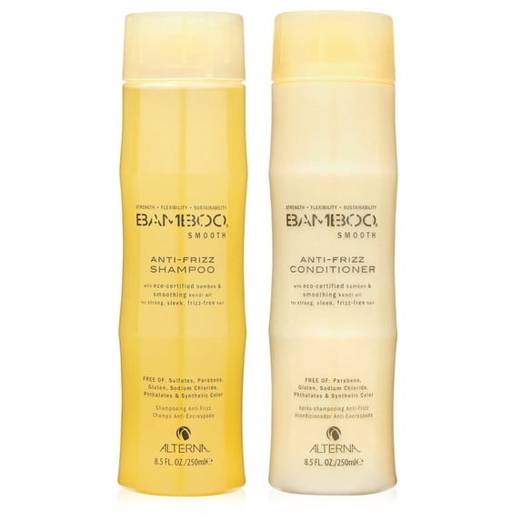 Alterna Bamboo Smooth Anti-Frizz Shampoo and Conditioner, 8.5-Ounce Duo Set