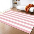 thumbnail image 1 of Alternate Stripes Rectangular Area Rugs 2'x3' Living Room, Durable Non Slip Rug Carpet Floor Mat for Bedroom Bedside Outdoor Simple Pink White, 1 of 6