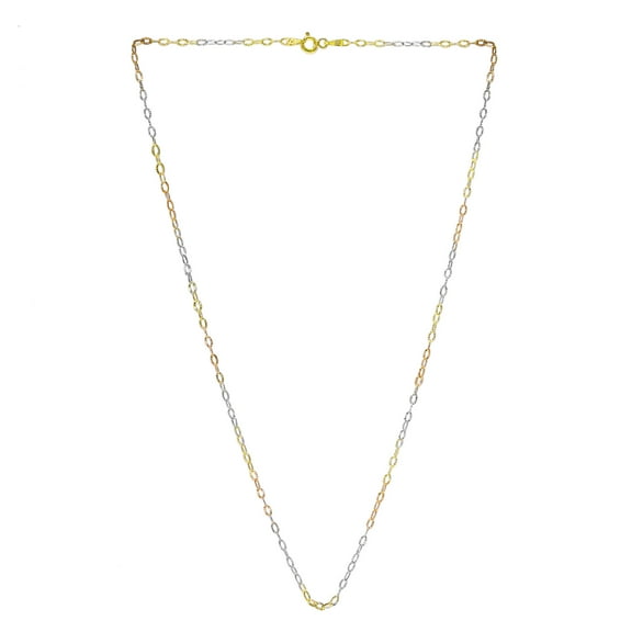 Alternating Trio of Colorful Finishes Sterling Silver Chain Necklace for Female Adult