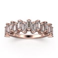 thumbnail image 1 of Alternating Wave of Baguette Diamond Moissanite Wedding Ring 18K Rose Gold Over Silver, 1 of 4