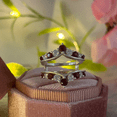 thumbnail image 1 of Alternating White Diamond and Red Garnet Ring Guard- Engagement ring Wrap, 1 of 7