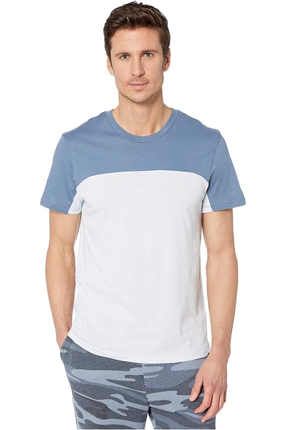 Apparel CLEAR BLUE/BAY BLUE Organic Cotton Blocked T-Shirt, US Small