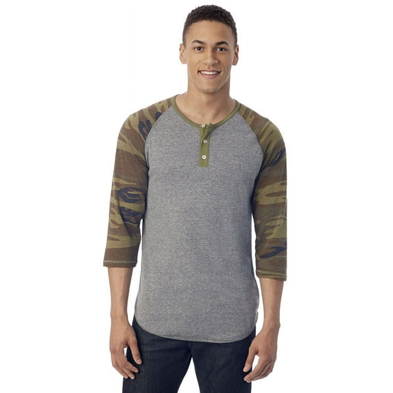 Alternative Apparel Henley AA1989 Men Eco-Jersey 3/4-Sleeve Raglan