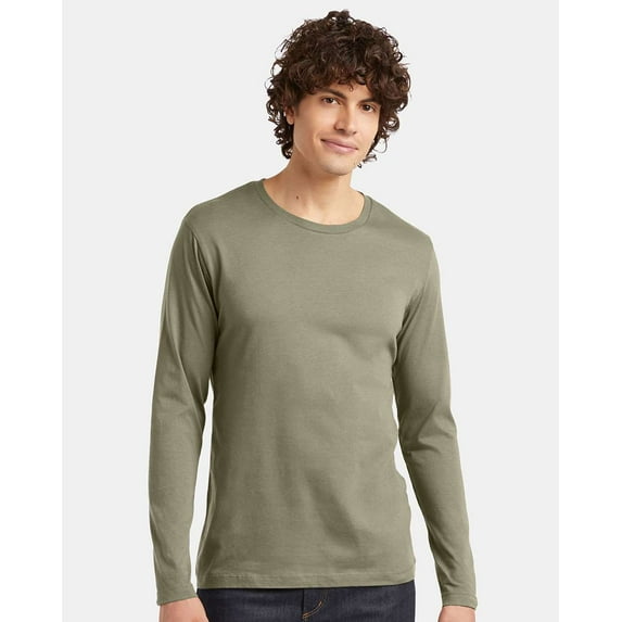 Alternative B00012065 Cotton Jersey Long Sleeve Go-To T-Shirt, Military - Large