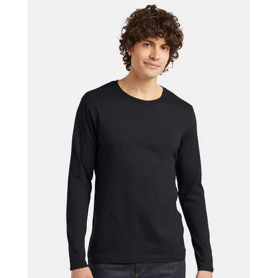 Alternative B00012503 Cotton Jersey Long Sleeve Go-To T-Shirt, Black - Small