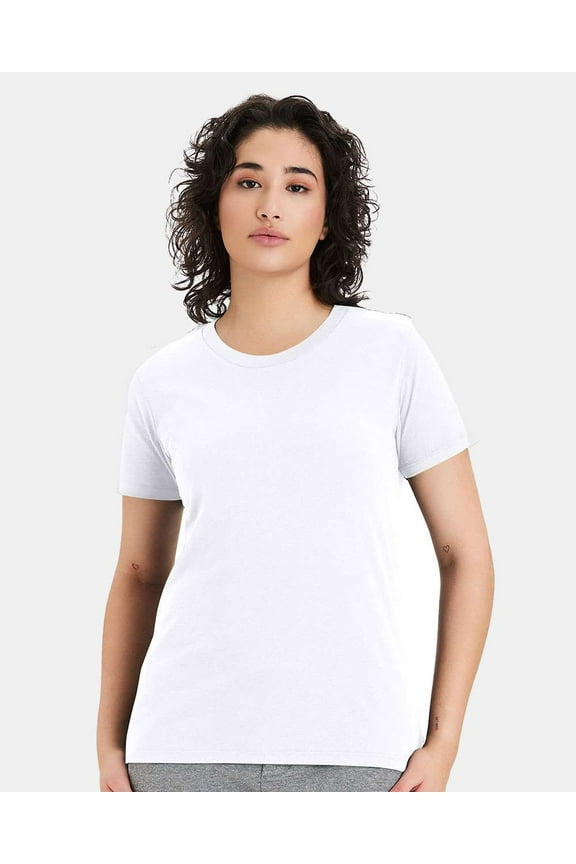 B04612005 Women Cotton Jersey Go-To T-Shirt, White - Large