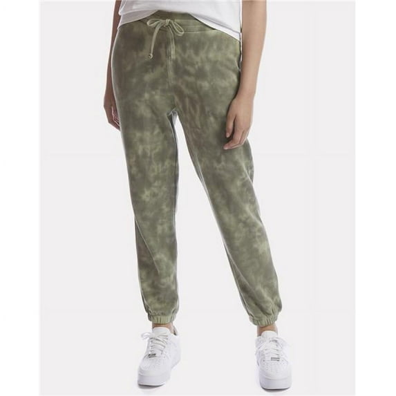 Alternative B07012646 Women Eco-Washed Terry Classic Sweatpants, Olive Tonal Tie Dye - Extra Large