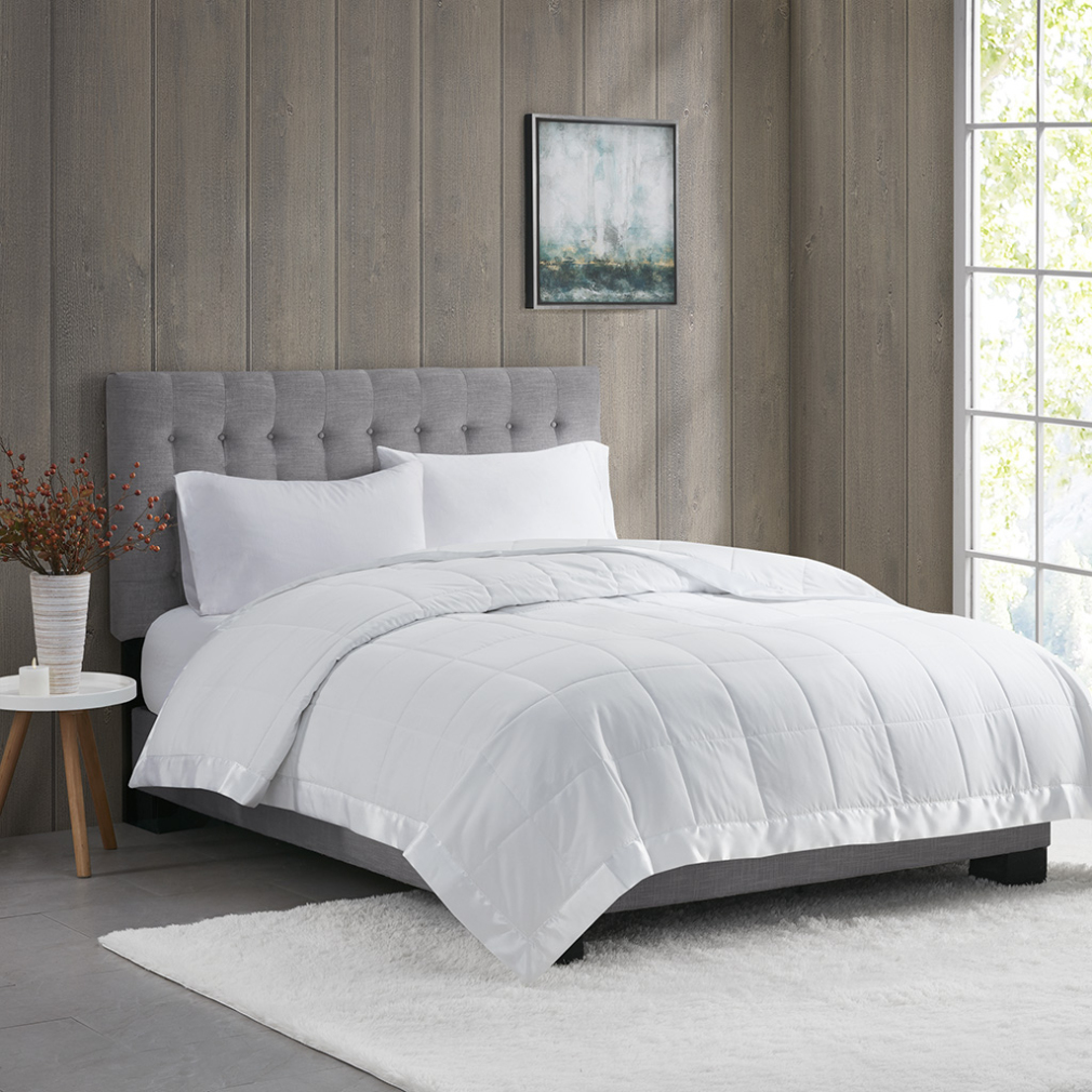 Alternative Blanket with Satin Trim Lightweight Comforter Soft Blanket for All Seasons Full Queen White Walmart