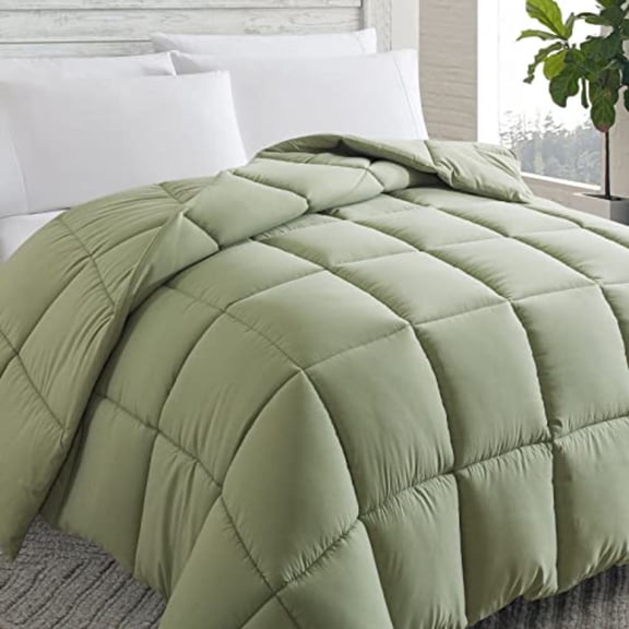 Down Alternative Comforter Sage Green Full - All Season Soft Quilted Full Size Bed Comforter - Duvet Insert with Corner Tabs -Winter Summer Warm Fluffy 82x86 inches
