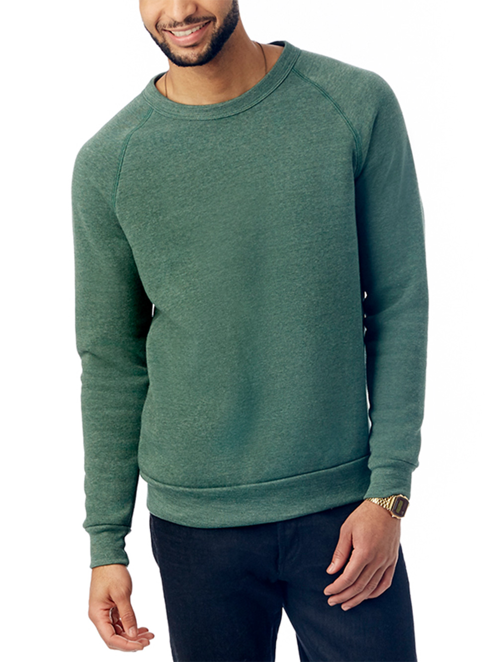 Alternative Men's Champ Eco-Fleece Sweatshirt - Raglan Sleeve Crew Neck, Vintage Style Casual Pullover - View #7
