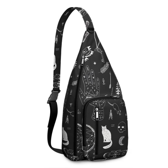 Alternative Fashion Sling Bag Gothic Waterproof Shoulder Pack for Punk Emo & Dark Aesthetic Lovers