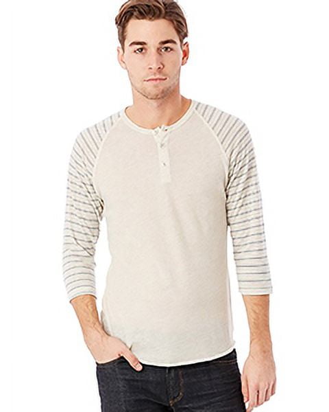 Alternative Apparel Men's Basic 3/4 Sleeve Raglan Henley Shirt