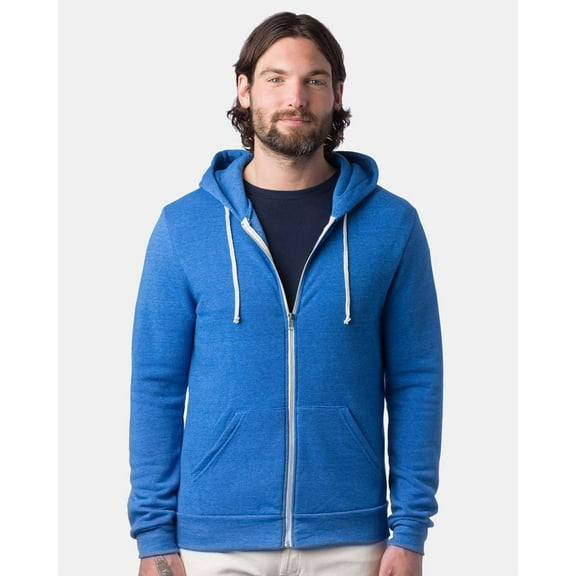 Alternative Men's Rocky Eco-Fleece Zip Hoodie, Eco True Pacific Blue, 2XLarge