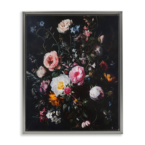 Stupell Industries Alternative Romance Bouquet Gray Framed Floater Canvas Wall Art, design by Creative Studio, 21 x 17