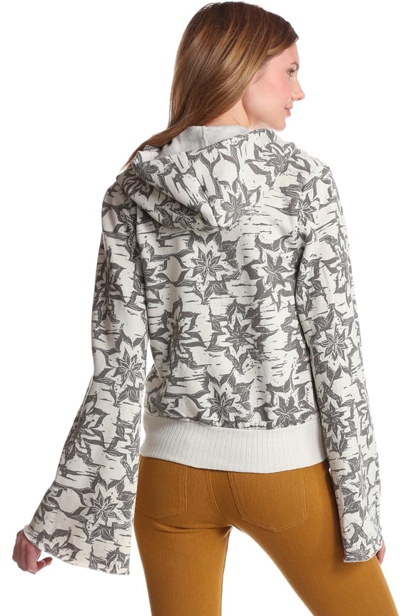 Womens Doris Hooded Wrap, Large, Cream Grey