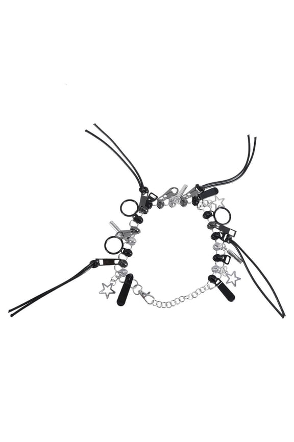 Alternative Zipper Necklace Fringe Chain Head Neckchain Punk Clavicle Chains