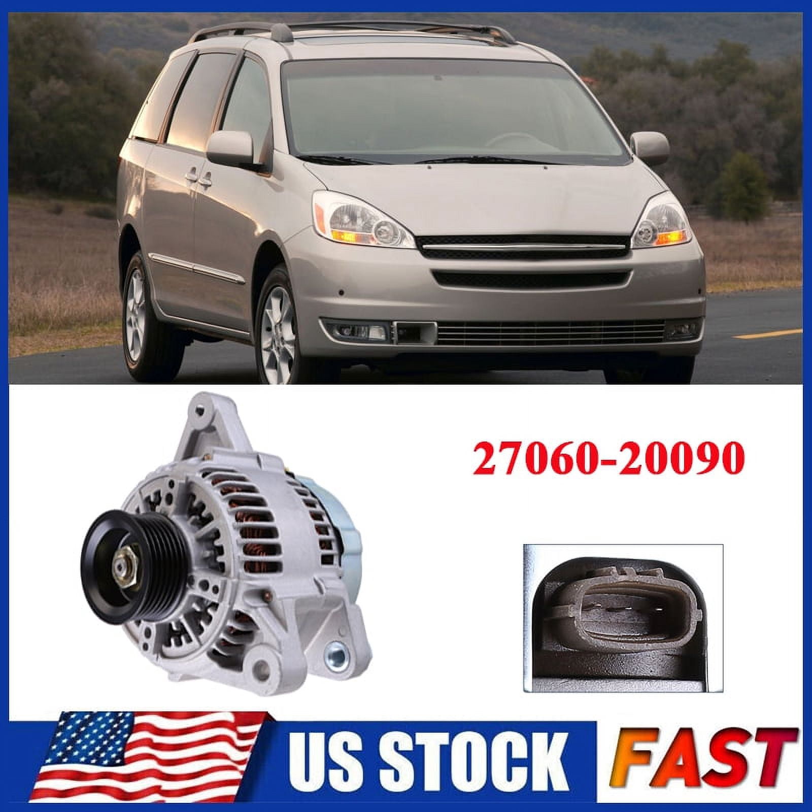 Alternator For 1998-2003 Toyota Sienna V6 3.0L 1999 2000 2001 2002 ...