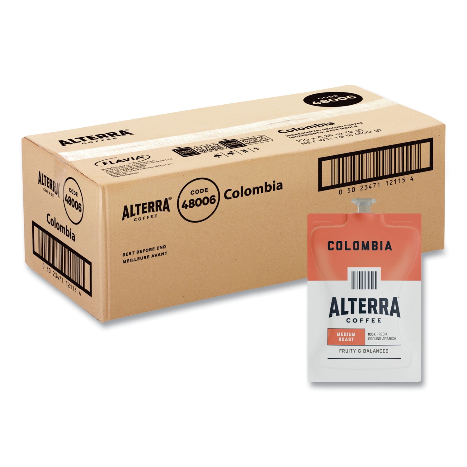 Alterra Columbia Coffee Freshpack, Columbia, 0.28 oz Pouch, 100/Carton Alterra Columbia Coffee Freshpack, Columbia, 0.28 oz Pouch, 100/Carton
