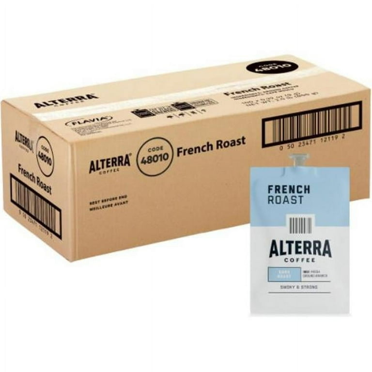 Alterra French Roast Coffee Freshpack, French Roast, 0.32 oz Pouch, 100/Carton Alterra French Roast Coffee Freshpack, French Roast, 0.32 oz Pouch, 100/Carton