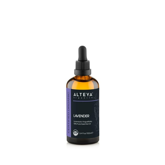 Alteya Organics Lavender Oil USDA Certified Organic Essential Oil, 3.4 Fl Oz/100 mL Steam-Distilled Lavandula Angustifolia Aromatherapy Oil