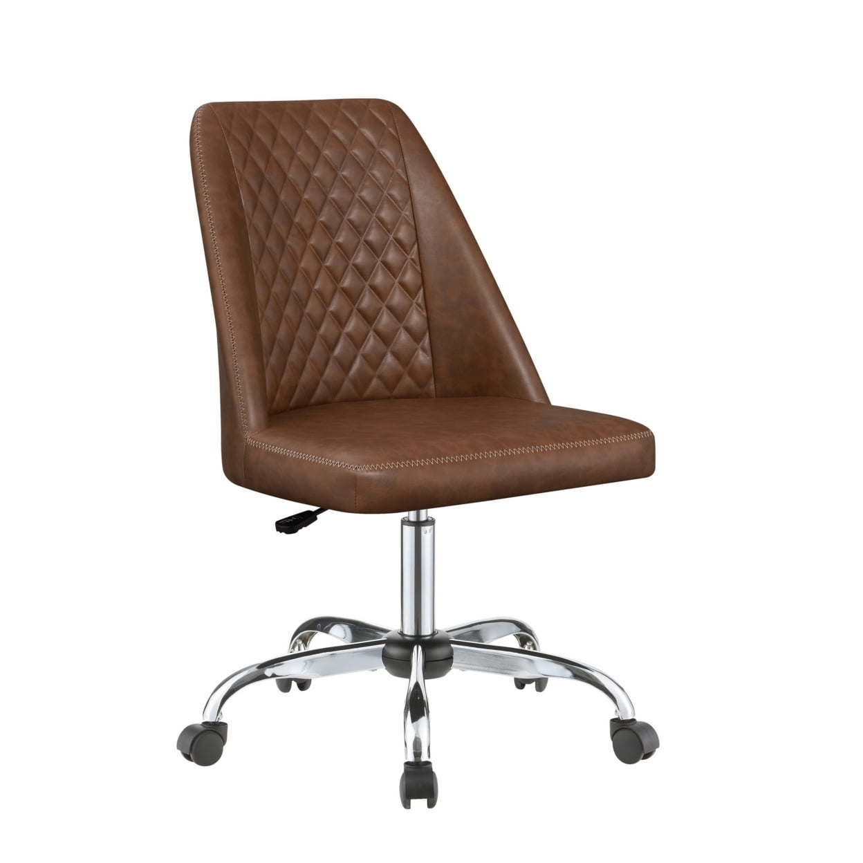 Althea Dark Brown Leatherette Tufted Back Office Chair with Chrome Base