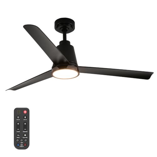 Altitude 52-Inch Matte Black Ceiling Fan with LED Light and Remote Control