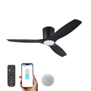 Altitude 52-Inch Smart Matte Black Flush Mount Ceiling Fan, Light & Remote