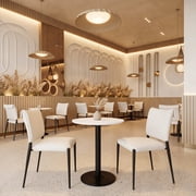 Alto Bistro Table White & Black Dining Table, Modern Style, Painted MDF round shape tabletop, Steel, Indoor Dining