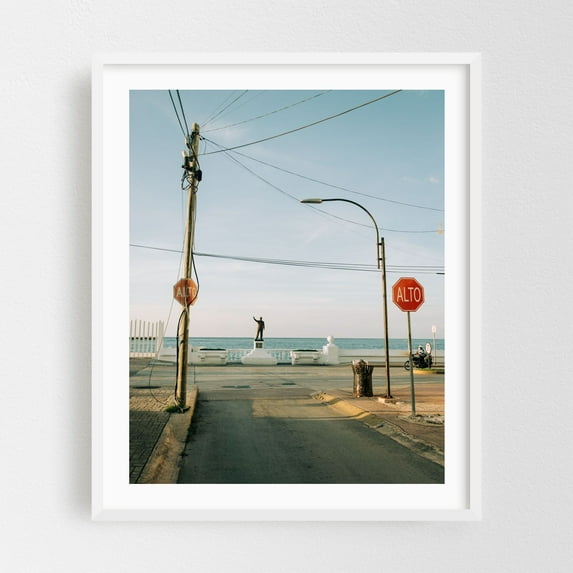 Alto, Cozumel - San Miguel de Cozumel Quintana Roo Mexico Photography Coastal Street Photography Ocean Travel Poster Architecture Vintage Minimalist White Framed Wall Art Print 8 x 10 inches