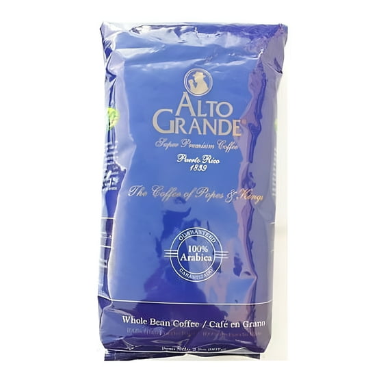 Alto Grande Premium Whole Bean Coffee, 100 Percent Puerto Rico Arabica, Medium Dark Roast, 2 Lbs Bag