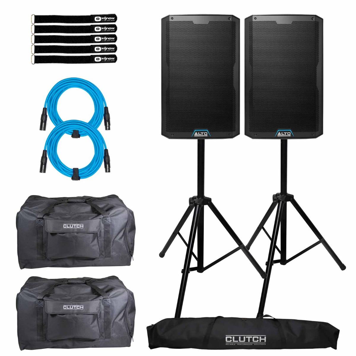 Alto Professional 2-Way Powered PA System with Tote Bags Stands Duo Package
