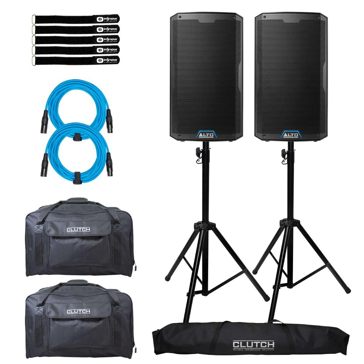 Alto Professional TS412 2500W 12" 2-Way Powered Loudspeakers with Carry Tote Bags & Stands Duo Package
