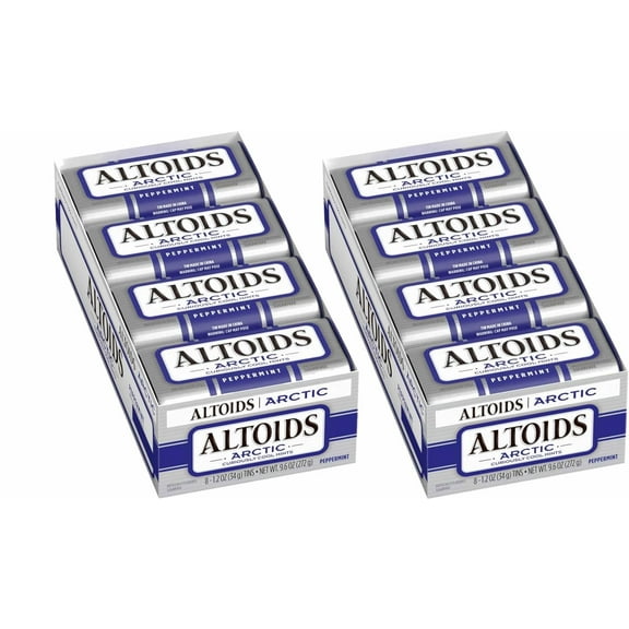 Altoids Arctic Peppermint Sugarfree Breath Mints - Keep Your Breath Fresh and Minty- - 1.2oz Tin/16ct (2 pack of 8 Tins)
