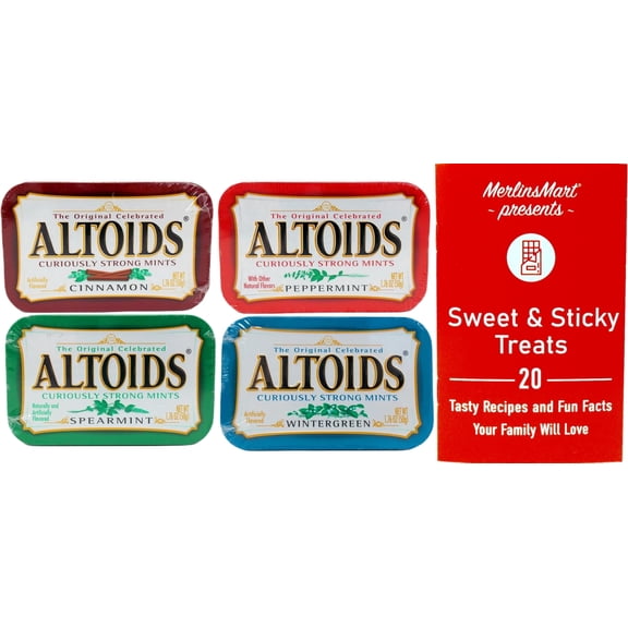 Breath Mints - 4 Flavor Variety - Peppermint, Wintergreen, Cinnamon, Spearmint (1.76 Ounces) + MerlinsMart Zine | Altoids