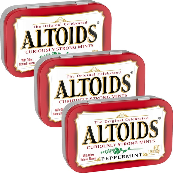 Altoids Peppermint Curiously Strong Mints, 1.76 Ounce Each (3 Pack, 5.28 Ounce Total)