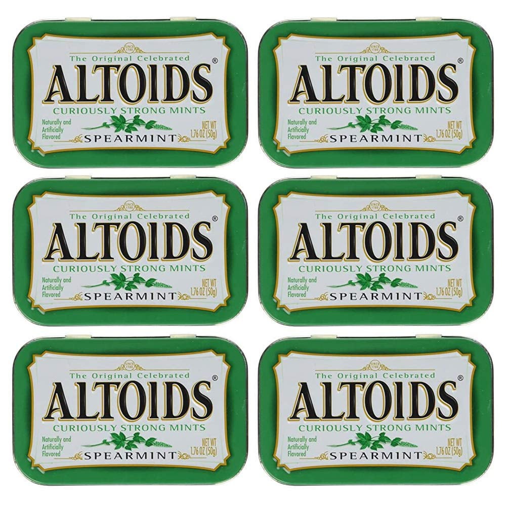Altoids Spearmint Curiously Strong Mints, 1.76 oz. Tins (Pack of 6