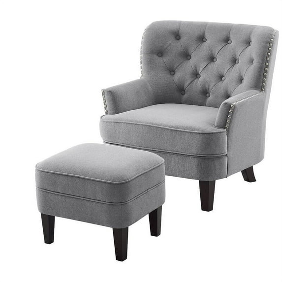Alton Furniture Gustavo Club Chair With Ottoman, Gray Velvet