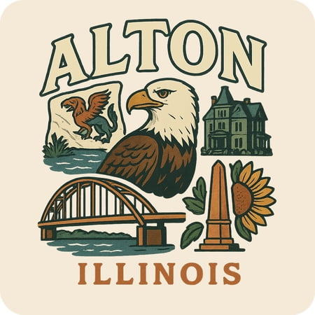 Alton Illinois Keepsakes Souvenir Vinyl Sticker – Destination Travel Keepsake Collectible (3-Inches Wide)