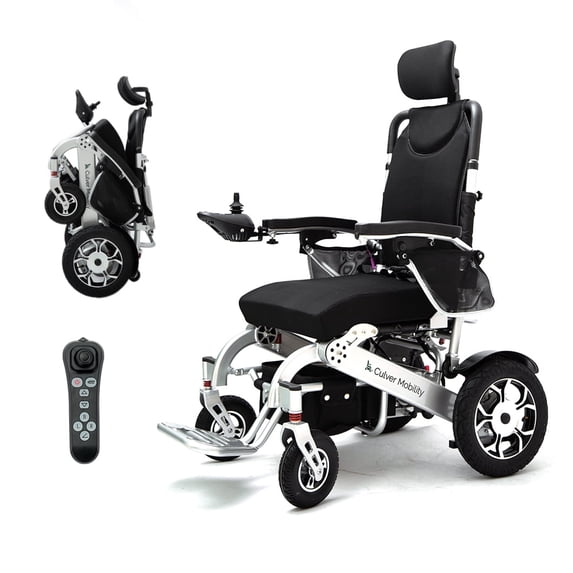 Alton Mobility - SHAWK - Reclining Foldable Lightweight Electric Wheelchair 500W Motor 330 lbs 13 Miles - Gray