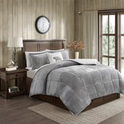 Alton Plush to Sherpa Comforter Set Grey/Ivory Full/Queen