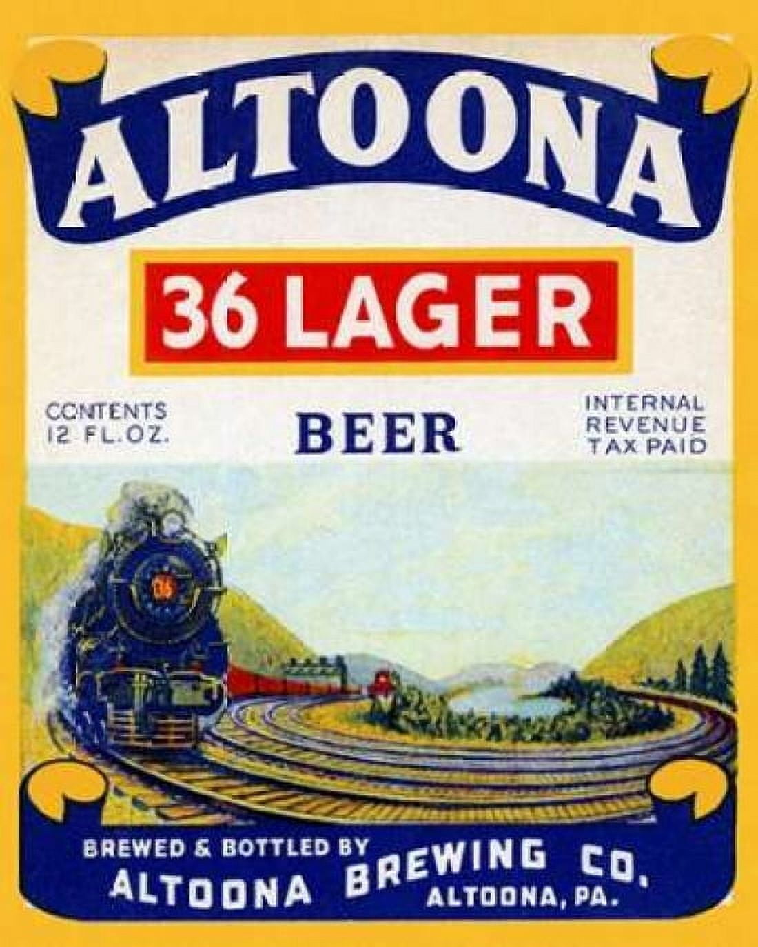 Altoona 36 Lager Beer Canvas Art - Vintage Booze Labels (22 x 28)