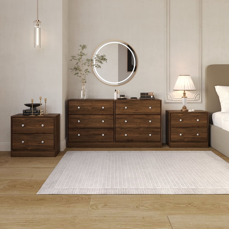 Home Design Altoona 3-Piece Bedroom Set, Dresser with 2 Nightstands, Brown Home Design Altoona 3-Piece Bedroom Set, Dresser with 2 Nightstands, Brown