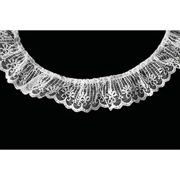Altotux 1",1.75",2.25" White Floral Ruffled Raschel Lace Trim Lot Notions- 3 Yds (1.75 Inches)