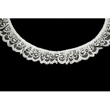 1.25" White Heart Scalloped Edge Venice Lace Trim - Sold By 2 Yard Length